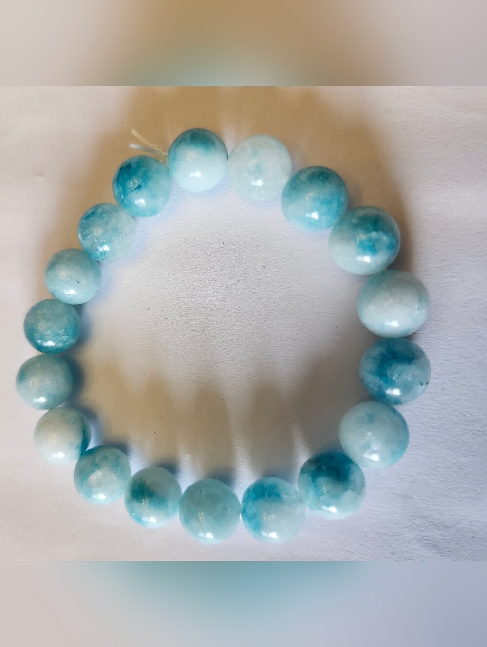 Natural LARIMAR Light Blue Beaded Stretch Bracelet - 10mm 6 1/4